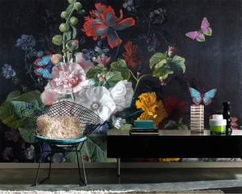beibehang papier peint, модерна европейска триизмерна картина с маслени бои, роза, пеперуда, тапети тапети