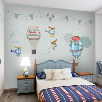 beibehang потребителски мультяшные тапети с балон и самолет за детска стая фон papel de parede 3D стенни хартия