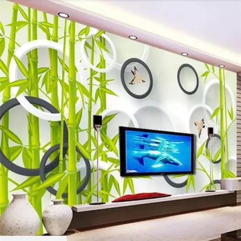 beibehang Потребителски тапети 3d фотообои зелен бамбук 3D кръг дневна спалня ТЕЛЕВИЗИЯ фон тапети 3d papel de parede