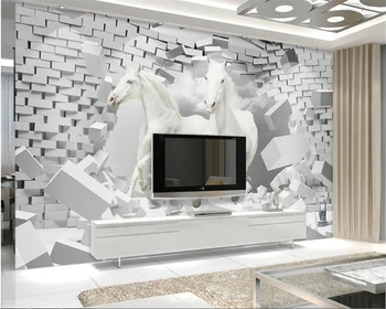 beibehang Потребителски тапети за стените, 3D мода индивидуалност удебеляване на тапети кон 3D творческа обстановка пространство electric