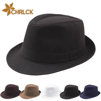 CHRLCK Мъжки филц шапки в стил ретро, джаз фетровая шапка с широка периферия, реколта шапка за двойки, Годишният играч, британска шапка от Слънцето, Дишащ лен цилиндър
