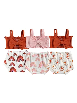 Citgeett/ летен комплект дрехи от 2 теми за малките момичета, обикновена къси потници с голям нос, триъгълни шорти с принтом, един сладък комплект