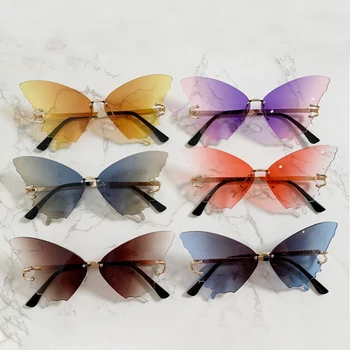 Fashion слънчеви очила с градиентной пеперуда за жени, защита от ултравиолетови лъчи, vintage слънчеви очила без метални рамки за очила, ретро очила, забавен декор за парти