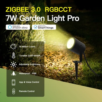 GLEDOPTO Zigbee 3,0 Умен Нова Градинска Лампа С Шипом 7 W RGBCCT Led монтиран на стената Лампа С Монтиране на Юмрук За Косене на трева, Двор, Партита, Водоустойчив IP66