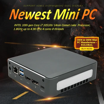 Global мини-КОМПЮТЪР Windows10 Intel i7-10510U I5-10210U 2 * DDR4 M. 2 Nuc Ультракомпактный PC Barebone Computer Type-C 4K 60Hz HDMI2.0 DP
