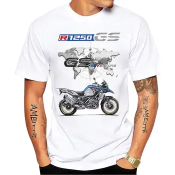 GS Adventure style, Класическа тениска с принтом мотоциклет R 1250 GS, Лятна Мъжка Тениска с къс ръкав, Бели Ежедневни Потници, Тениски За Момчета