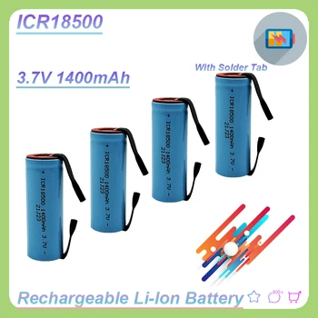 ICR18500 3,7 1400 mah, йонна акумулаторна батерия с паяльными накладки за led фенерче, фарове, компактна преносима резервна батерия