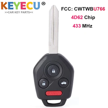 KEYECU автомобилен ключ с дистанционно управление за Subaru Tribeca Legacy Outback, ключодържател 3+1/ 4 Бутони - 433 Mhz, Чип-4D62 - FCC ID: CWTWBU766