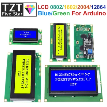 LCD модул Синьо-Зелен Екран, За Arduino 0802 1602 2004 12864 LCD символ UNO R3 Mega2560 Дисплей PCF8574T IIC Интерфейс I2C