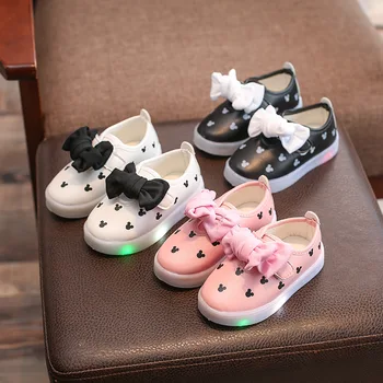 Led детски обувки, пролетно детски обувки, леки светещи бебешки маратонки, обувки за малки момичета, мека кожена обувки за деца, обувки принцеса