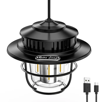 Led лампа за къмпинг 200 лумена Ретро, с лампа за къмпинг Type-C USB акумулаторна ежедневно водоустойчив за градината е с барбекю на открито