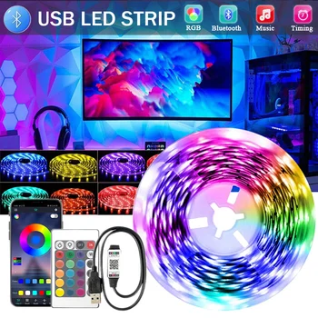 Led лента USB Bluetooth RGB 5V Led Гъвкава RGB светодиодна лента лента за телевизор подсветката на екрана на работния плот Декорация на дома