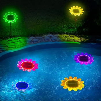 Led слънчеви плаващи светлини за басейна на Слънчогледа Плаващи Светлини Украса на градината Осветление на басейна Промяна на цвета на ландшафта Осветление на тревата