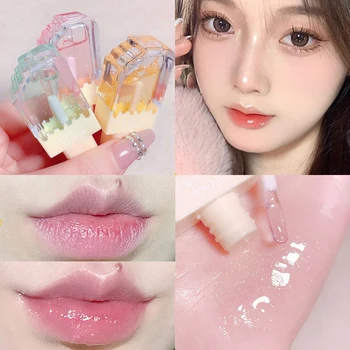 LEKOFO Ice Cream Mirror Water lip plumper екстремни Прозрачен Блясък за устни Crystal Jelly Масло за устни е Водоустойчив и Червила, Козметика за устни