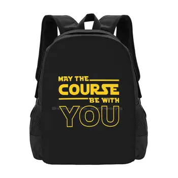 May The Course Be With You Дизайн на модел, пътнически ученически чанти за лаптоп, Force May The Course Be With You, Забавен игра на думи, а цитат от мем