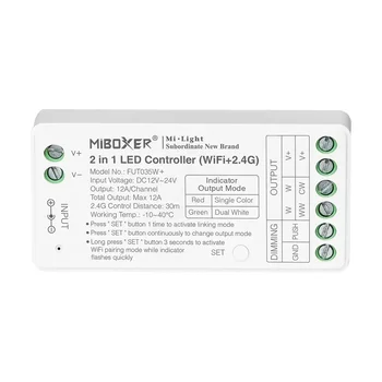 Miboxer FUT035W + 2 в 1 WiFi 2,4 G Одноцветный и двоен бял led контролер; Гласово управление на приложението Smart Music Sasha
