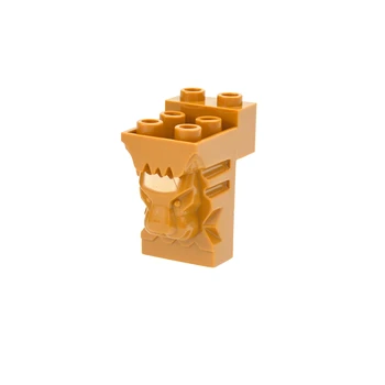 MOC Строителни Блокове Модифицирани 2x3x3 с Деколте и лице в формата на главата на Лъв, Съвместими с 30274 САМ Тухли, Строителни Забавни играчки