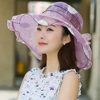 MYZOPER 2019, новата модерна ежедневна лятна шапка бродирани с лък, корейската версия, дамски шапка с волани, плажна шапка