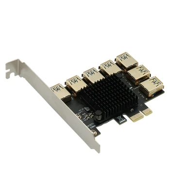 PCIE 1-7 Странично Множител пристанище PCIE USB3.0 Странично PCI Express X16 Адаптер PCI-E 1X-16X Card Странично За видеокартата БТК Mining