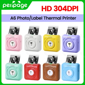 PeriPage A6 304 точки на инч Мини Преносим Bluetooth Фотопринтер Pocket Термотрансферен Печат от USB Връзка Impresoras Fotos Подарък Хартия