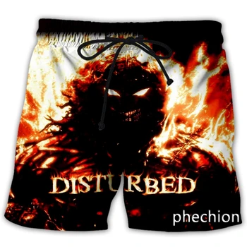 phechion/нови модни мъжки/дамски ежедневни панталони с 3D принтом Disturbed Rock Band, градинска дрехи, мъжки свободни спортни шорти L154