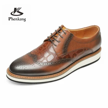 Phenkang/Мъжки Обувки От Естествена Телешка кожа, Черна Пролетна Луксозна Марка Елегантен Дизайнерски Булчински Обувки на Булката За Мъже, Мокасини, Обувки 2022