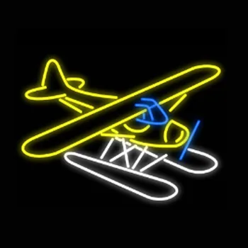 Piper Cub Float Plane Самолет Ръчно Изработени От Истинско Стъкло Магазин Тръби Корпоративна Бар На Мотела Стенен Декор Дисплей Неонова Реклама С 31 