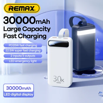 Remax Power Bank 30000 mah Бързо Зареждане на Външната Батерия за Преносим PD QC 22,5 Вата Зарядно Устройство PowerBank TypeC За iPhone Huawei С led