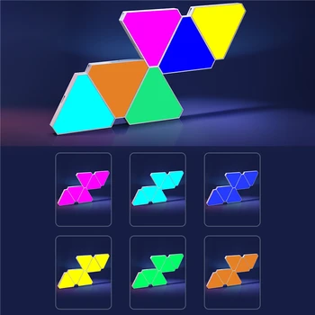 RGB Led Триъгълни, с монтиран на стената лампа в помещението, монтиран на стената лампа за компютърна игра стая Украса Спални, лека нощ, приложение за Дистанционно управление