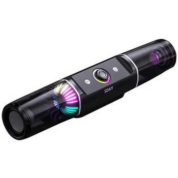 RGB LED Цветна TF Карта USB Флаш памет Aux Микрофон Вход SH19 Преносим Музикален Безжичен Високоговорител БТ 5,0 SOAIY
