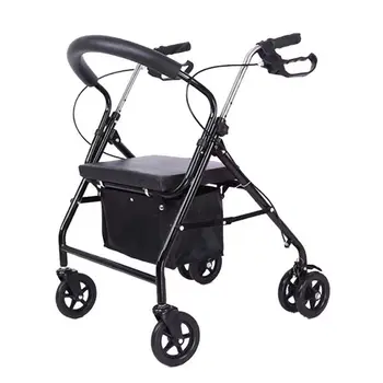 Rollerball за рехабилитация на възрастни хора, проходилки, количка за пазаруване, сгъваема ролка на превозното средство при ходене с лампа на седалка и кошница