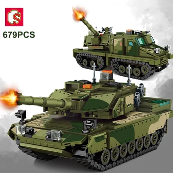 SEMBO Boys 679 бр., Война за оцеляване, военен танк WW2 Leopard 2A6, Строителни блокове, Тяжеловооруженный камион, Пистолет тухли, Детски Играчки
