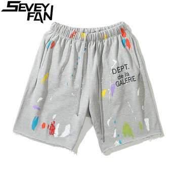 SEVEYFAN Мъжки летни къси панталони в стил хип-хоп с надпис Graffitti, къси панталони, свободни панталони за почивка на търговски улици