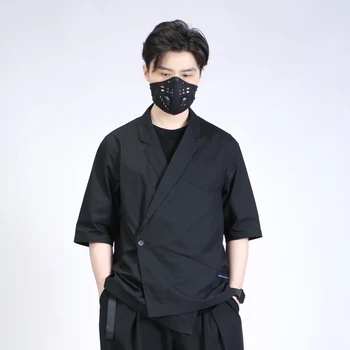 Silenstorm 21ss летен костюм с къс ръкав, яке с отложным яка и магнитна закопчалка, технологичная градинска облекло и интериор в японски стил