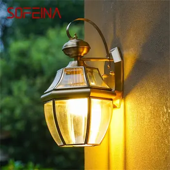 SOFEINA Ретро Външен Месинг, с монтиран на стената лампа Водоустойчива IP65, стенни лампи, led Осветление за дома, верандата, двора