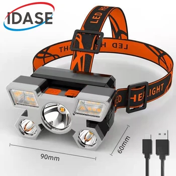 USB Акумулаторна налобный фенер, Преносима 5LED-фар, вграден акумулаторен фенер, преносим работен фенер за риболов, къмпинг, главоболие фенер