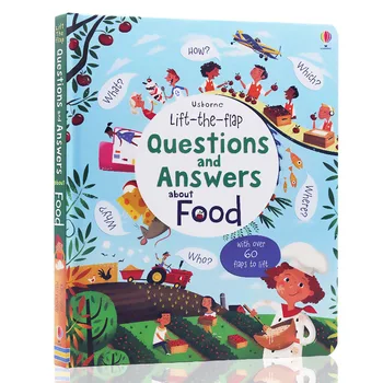 Usborne Въпроси и отговори за храна Настолна книга с 3D изображенията на английски език Книга за четене на английски език