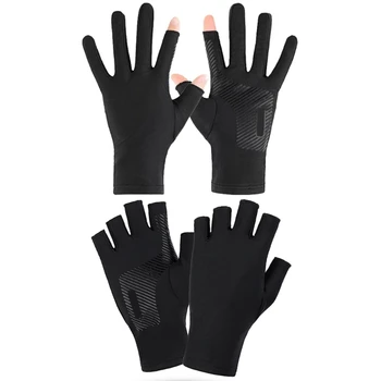 UV-ръкавици за риболов, мъжки улични ледени копринени нескользящие ръкавици без пръсти за езда, директен доставка
