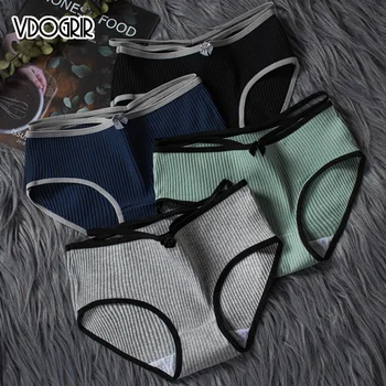 VDOGRIR, дамски спортни гащи от 100% памук, бельо, безшевни гащи средна засаждане, Удобни гащи, обикновен дамски бикини