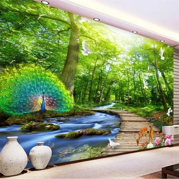 wellyu индивидуални голям стенопис творческа декорация на дома, гора воден пейзаж 3D фон стенен papel de quarto parede