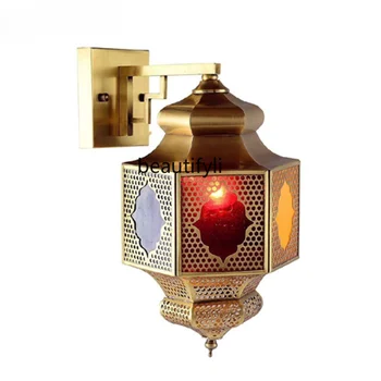 yj Напълно бронзова лампа за спояване ръчно изработени Трапезария/хол с Балкон, с монтиран на стената лампа за преминаване на ретро креативен стенен лампа