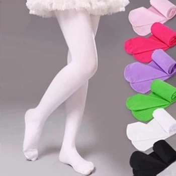 YWHUANSEN/Летни Пролетни Детски Чорапогащи от ярки цветове, Балетные Танцови Чорапогащи за Момичета, Чорапи, Детски Кадифе Обикновен Бял Чорапогащник