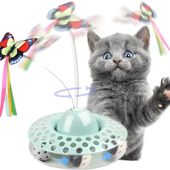 Автоматична Електрическа Въртяща се Играчка за Котки, Пъстра Пеперуда, Птица, Пластмаса във Формата на животно, Забавната Куче, Коте, Интерактивни Образователни Играчки