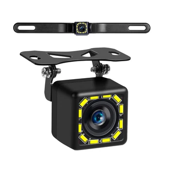 Автомобилна камера за обратно виждане Ultra HD 12LED за нощно виждане, водоустойчива камера за задно виждане с широк преглед на 140 ° с по няколко скоби