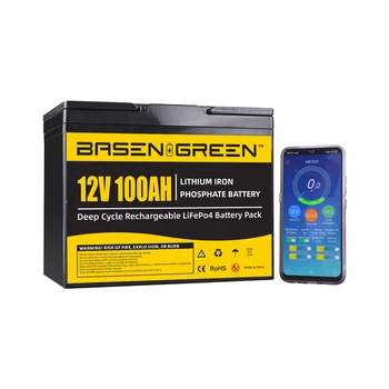 Акумулаторна батерия BASEN 12v lifepo4 APP control lifepo4 12v 100ah литиево-йонна батерия