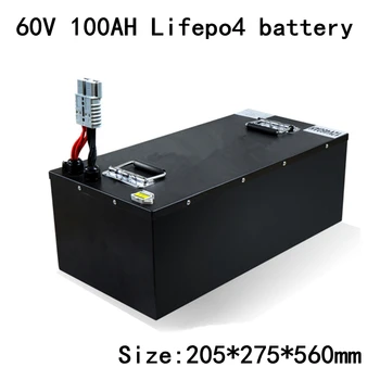Акумулаторна Батерия RV Lifepo4 Висока Мощност 60V 100AH с 120A BMS за Съхранение на Слънчева Батерия Електрически Мотоциклет Патрулни Машини + Зарядно Устройство 10А