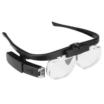 Акумулаторна увеличително стъкло, за да се грижи за очила с 6 кратно увеличение за четене и грижа за вестници, две led светлини
