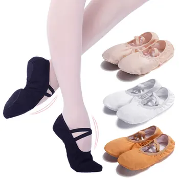 Балетные обувки за момичета, детски танци, професионален парусиновая обувки с мека подметка за момиченца за балетни танци, обувки за практикуване на йога и гимнастика