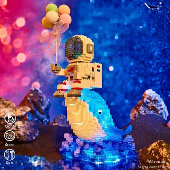 Балон Астронавт Магически градивен елемент на Синия Кит Космонавт 1888 бр. + Diamond Тухла Мультяшная модел на Играчките Със Светлина
