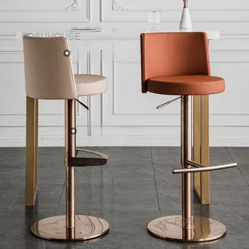 Бар стол Nordic Light е с луксозни облегалка, Модерен Прост Подвижен Стол касата, Малък Семеен Въртящ се стол, Бар столове за хотели